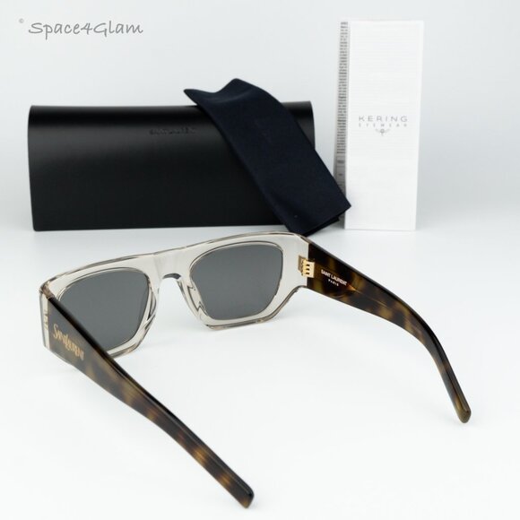 Saint Laurent Women Sunglasses Beige Havana Silver Square SL740 003 BRAND NEW main image 5